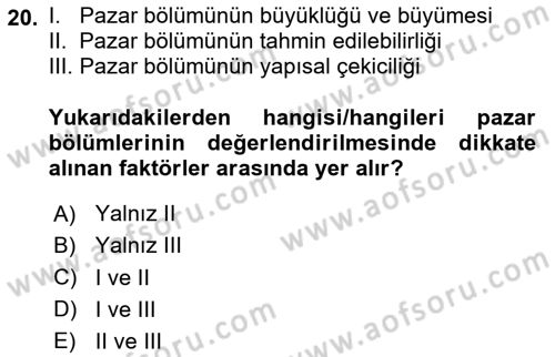 Emlak Pazarlaması Dersi 2024 - 2025 Yılı (Vize) Ara Sınav Soruları 20. Soru