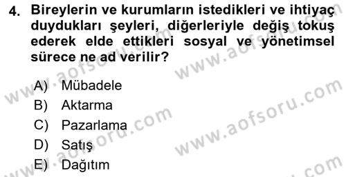 Emlak Pazarlaması Dersi 2024 - 2025 Yılı (Vize) Ara Sınav Soruları 4. Soru