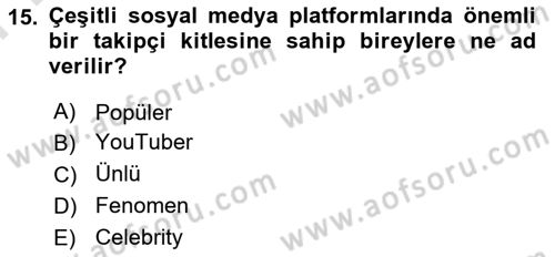 Emlak Pazarlaması Dersi 2024 - 2025 Yılı (Final) Dönem Sonu Sınav Soruları 15. Soru