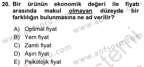 Emlak Pazarlaması Dersi 2024 - 2025 Yılı (Final) Dönem Sonu Sınav Soruları 20. Soru