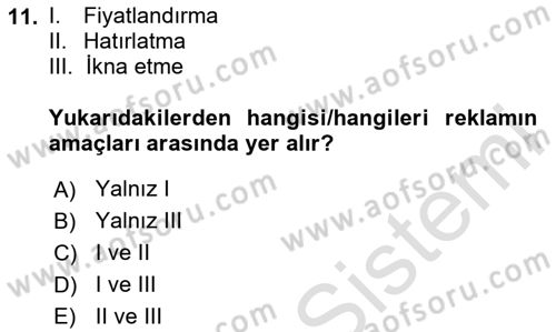 Emlak Pazarlaması Dersi 2024 - 2025 Yılı Yaz Okulu Sınav Soruları 11. Soru