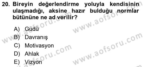 Emlak Pazarlaması Dersi 2024 - 2025 Yılı Yaz Okulu Sınav Soruları 20. Soru