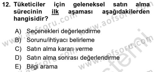 Emlak Pazarlaması Dersi 2025 - 2026 Yılı (Vize) Ara Sınav Soruları 12. Soru