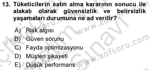 Emlak Pazarlaması Dersi 2025 - 2026 Yılı (Vize) Ara Sınav Soruları 13. Soru