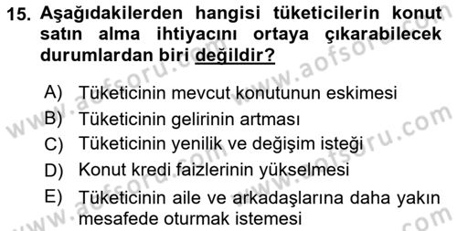 Emlak Pazarlaması Dersi 2025 - 2026 Yılı (Vize) Ara Sınav Soruları 15. Soru