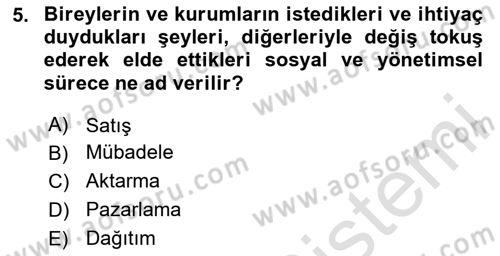 Emlak Pazarlaması Dersi 2025 - 2026 Yılı (Vize) Ara Sınav Soruları 5. Soru