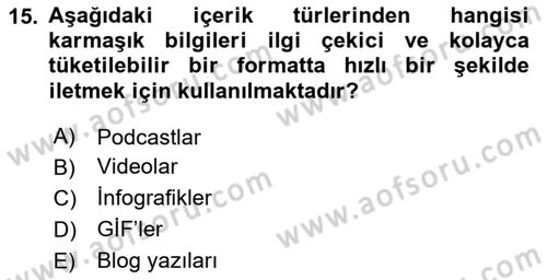 Emlak Pazarlaması Dersi 2025 - 2026 Yılı (Final) Dönem Sonu Sınav Soruları 15. Soru
