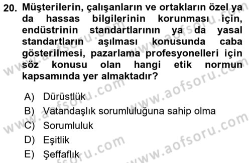 Emlak Pazarlaması Dersi 2025 - 2026 Yılı (Final) Dönem Sonu Sınav Soruları 20. Soru