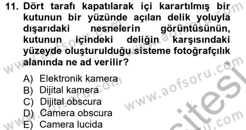 Görsel Estetik Dersi 2012 - 2013 Yılı (Vize) Ara Sınav Soruları 11. Soru