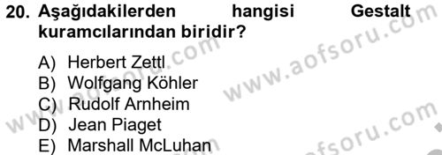 Görsel Estetik Dersi 2012 - 2013 Yılı (Vize) Ara Sınav Soruları 20. Soru