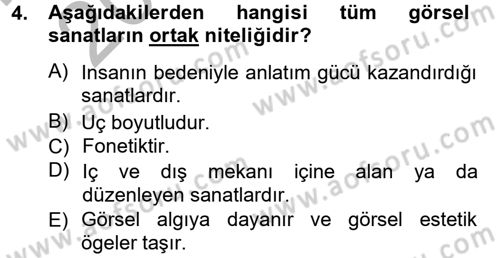 Görsel Estetik Dersi 2012 - 2013 Yılı (Vize) Ara Sınav Soruları 4. Soru