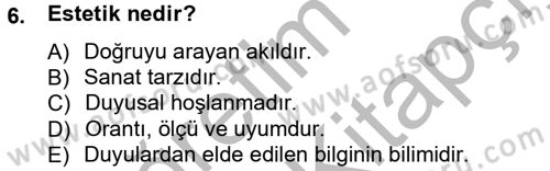 Görsel Estetik Dersi 2012 - 2013 Yılı (Vize) Ara Sınav Soruları 6. Soru