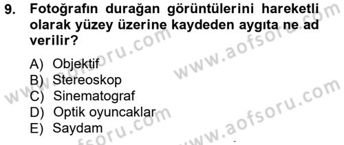 Görsel Estetik Dersi 2012 - 2013 Yılı (Vize) Ara Sınav Soruları 9. Soru