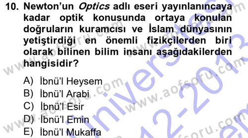 Görsel Estetik Dersi 2012 - 2013 Yılı (Final) Dönem Sonu Sınav Soruları 10. Soru