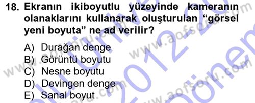 Görsel Estetik Dersi 2012 - 2013 Yılı (Final) Dönem Sonu Sınav Soruları 18. Soru