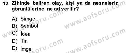 Görsel Estetik Dersi 2013 - 2014 Yılı (Vize) Ara Sınav Soruları 12. Soru