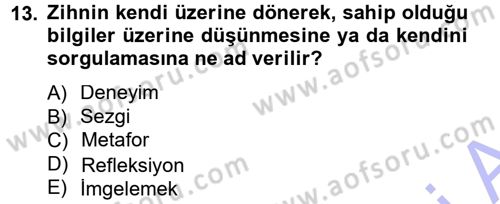 Görsel Estetik Dersi 2013 - 2014 Yılı (Vize) Ara Sınav Soruları 13. Soru