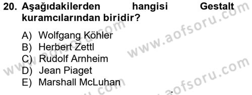 Görsel Estetik Dersi 2013 - 2014 Yılı (Vize) Ara Sınav Soruları 20. Soru