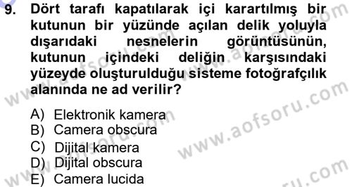 Görsel Estetik Dersi 2013 - 2014 Yılı (Vize) Ara Sınav Soruları 9. Soru