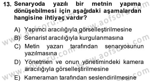 Görsel Estetik Dersi 2013 - 2014 Yılı (Final) Dönem Sonu Sınav Soruları 13. Soru