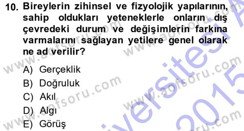 Görsel Estetik Dersi 2014 - 2015 Yılı (Vize) Ara Sınav Soruları 10. Soru