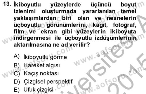Görsel Estetik Dersi 2014 - 2015 Yılı (Final) Dönem Sonu Sınav Soruları 13. Soru
