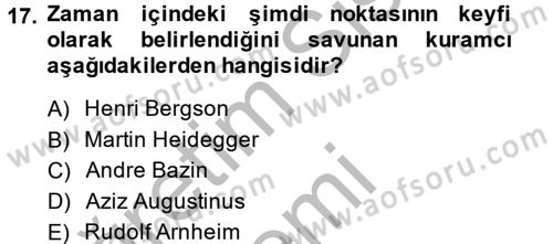 Görsel Estetik Dersi 2014 - 2015 Yılı (Final) Dönem Sonu Sınav Soruları 17. Soru