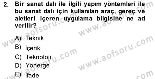 Görsel Estetik Dersi 2014 - 2015 Yılı (Final) Dönem Sonu Sınav Soruları 2. Soru