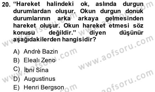 Görsel Estetik Dersi 2014 - 2015 Yılı (Final) Dönem Sonu Sınav Soruları 20. Soru