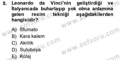 Görsel Estetik Dersi 2014 - 2015 Yılı (Final) Dönem Sonu Sınav Soruları 5. Soru