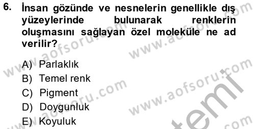 Görsel Estetik Dersi 2014 - 2015 Yılı (Final) Dönem Sonu Sınav Soruları 6. Soru