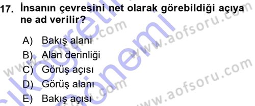 Görsel Estetik Dersi 2015 - 2016 Yılı (Vize) Ara Sınav Soruları 17. Soru