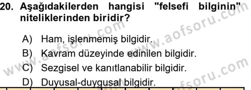 Görsel Estetik Dersi 2015 - 2016 Yılı (Vize) Ara Sınav Soruları 20. Soru