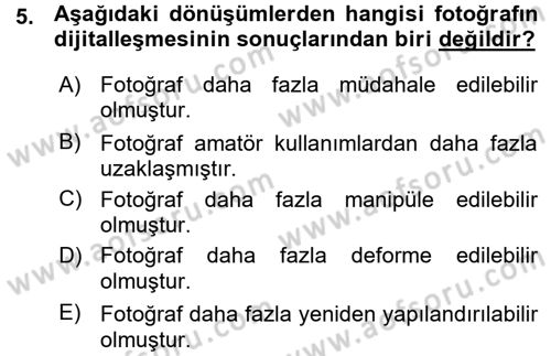 Görsel Estetik Dersi 2015 - 2016 Yılı (Vize) Ara Sınav Soruları 5. Soru