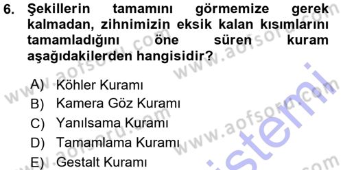 Görsel Estetik Dersi 2015 - 2016 Yılı (Vize) Ara Sınav Soruları 6. Soru