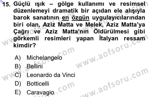 Görsel Estetik Dersi 2015 - 2016 Yılı (Final) Dönem Sonu Sınav Soruları 15. Soru