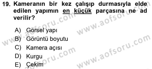 Görsel Estetik Dersi 2015 - 2016 Yılı (Final) Dönem Sonu Sınav Soruları 19. Soru