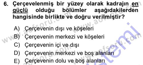 Görsel Estetik Dersi 2015 - 2016 Yılı (Final) Dönem Sonu Sınav Soruları 6. Soru