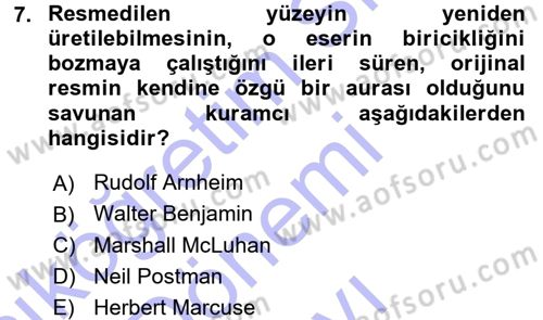 Görsel Estetik Dersi 2015 - 2016 Yılı (Final) Dönem Sonu Sınav Soruları 7. Soru