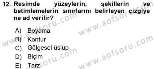 Görsel Estetik Dersi 2016 - 2017 Yılı 3 Ders Sınav Soruları 12. Soru
