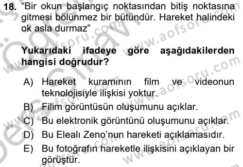 Görsel Estetik Dersi 2016 - 2017 Yılı 3 Ders Sınav Soruları 18. Soru