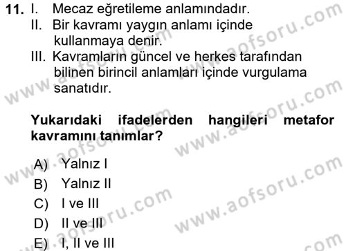 Görsel Estetik Dersi 2016 - 2017 Yılı (Vize) Ara Sınav Soruları 11. Soru