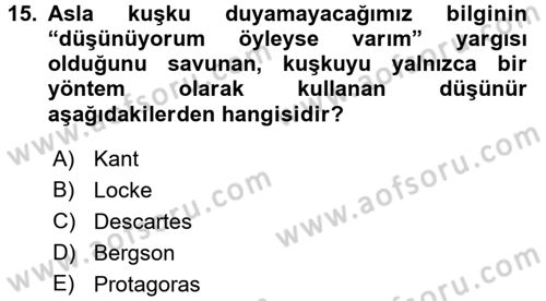 Görsel Estetik Dersi 2016 - 2017 Yılı (Vize) Ara Sınav Soruları 15. Soru