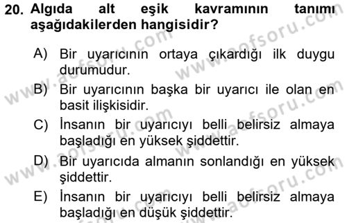 Görsel Estetik Dersi 2016 - 2017 Yılı (Vize) Ara Sınav Soruları 20. Soru