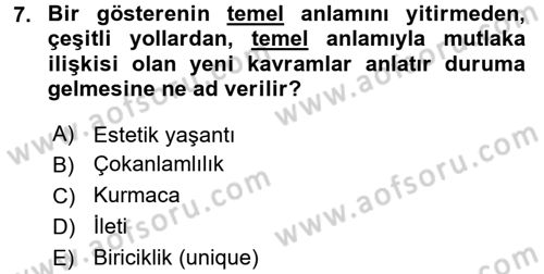 Görsel Estetik Dersi 2016 - 2017 Yılı (Vize) Ara Sınav Soruları 7. Soru