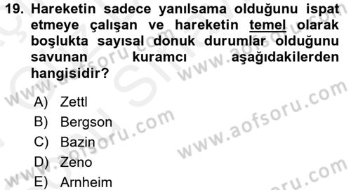 Görsel Estetik Dersi 2016 - 2017 Yılı (Final) Dönem Sonu Sınav Soruları 19. Soru