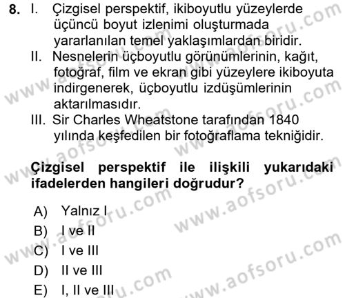 Görsel Estetik Dersi 2016 - 2017 Yılı (Final) Dönem Sonu Sınav Soruları 8. Soru