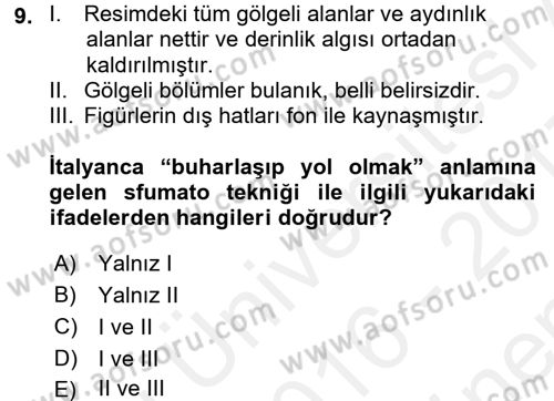 Görsel Estetik Dersi 2016 - 2017 Yılı (Final) Dönem Sonu Sınav Soruları 9. Soru