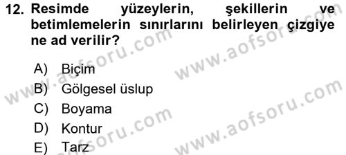 Görsel Estetik Dersi 2017 - 2018 Yılı 3 Ders Sınav Soruları 12. Soru