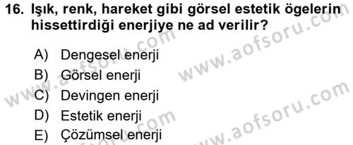 Görsel Estetik Dersi 2017 - 2018 Yılı 3 Ders Sınav Soruları 16. Soru